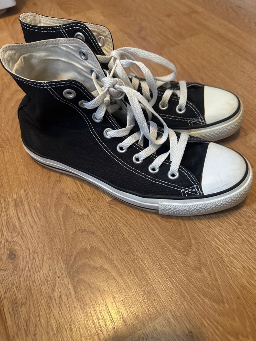 Converse Black High Top Canvas Sneakers with White Trim - Picture 4 of 16